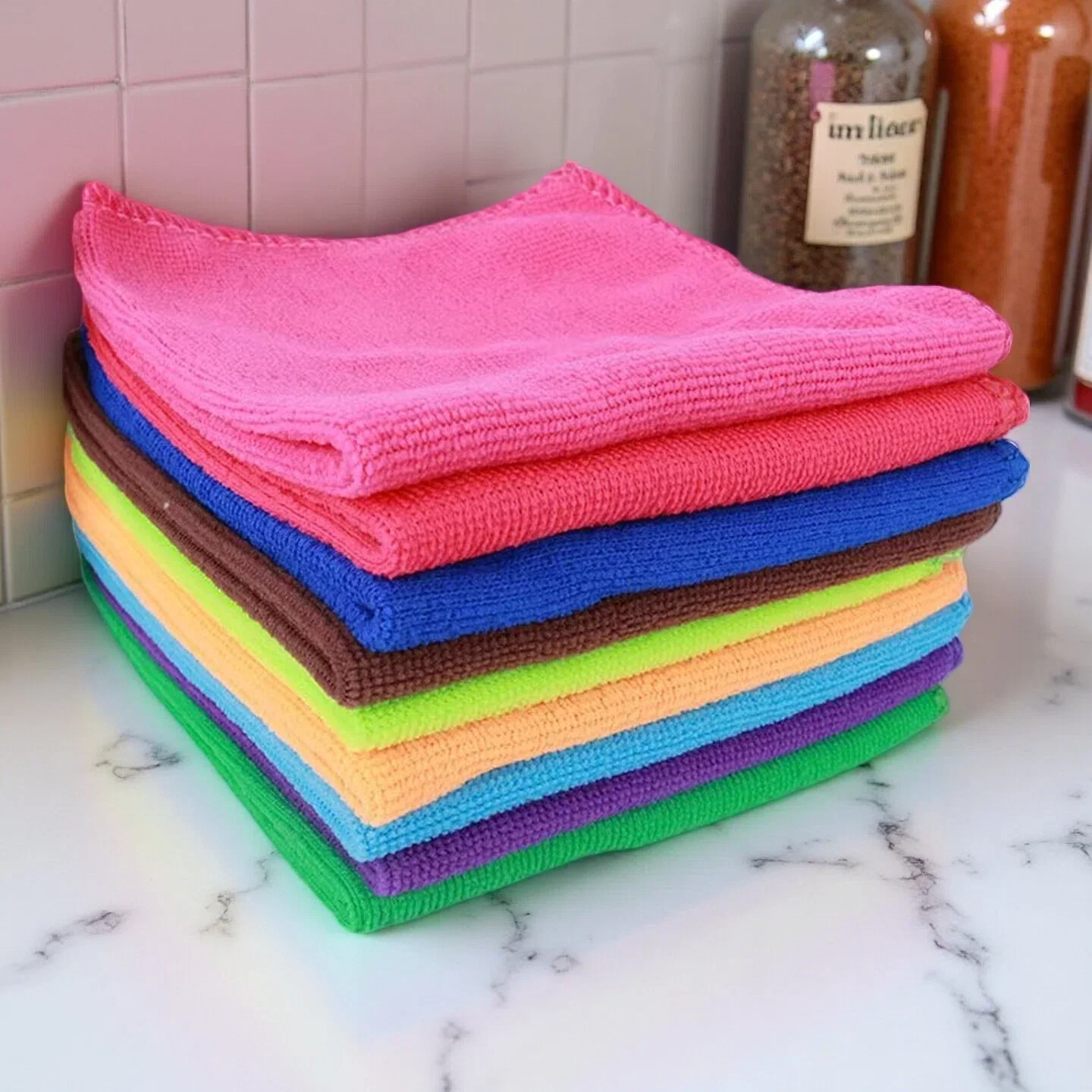 Multipurpose Microfiber Cleaning Cloth (5pc Pack,30x30cm)Mixed Color Cleaning Rags,Super Absorbent & Reusable Towels for Kitchen