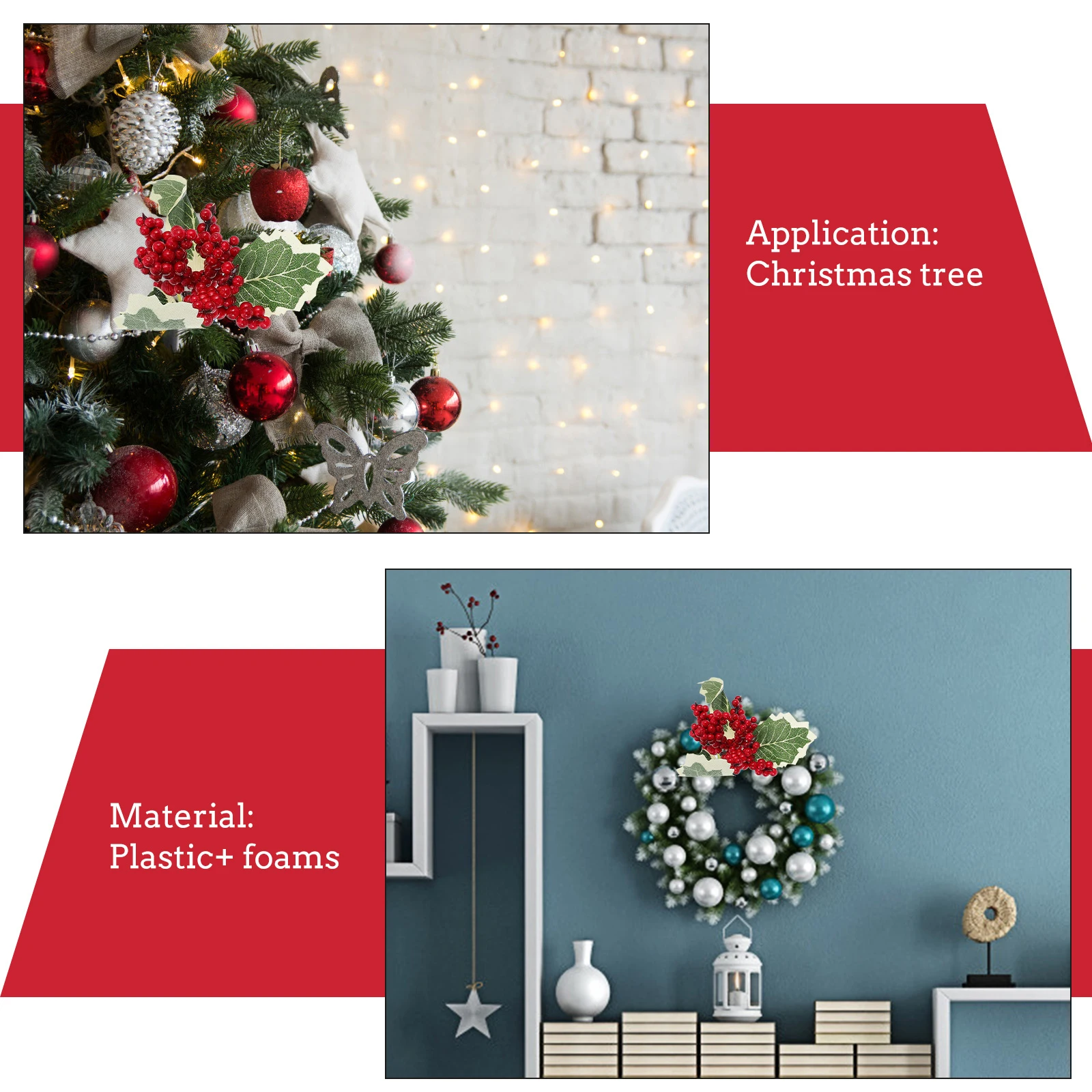 

6Pcs Fake Berry Decor Artificial Christmas Berry Branches Environmentally Friendly DIY Props for Festival Atmosphere