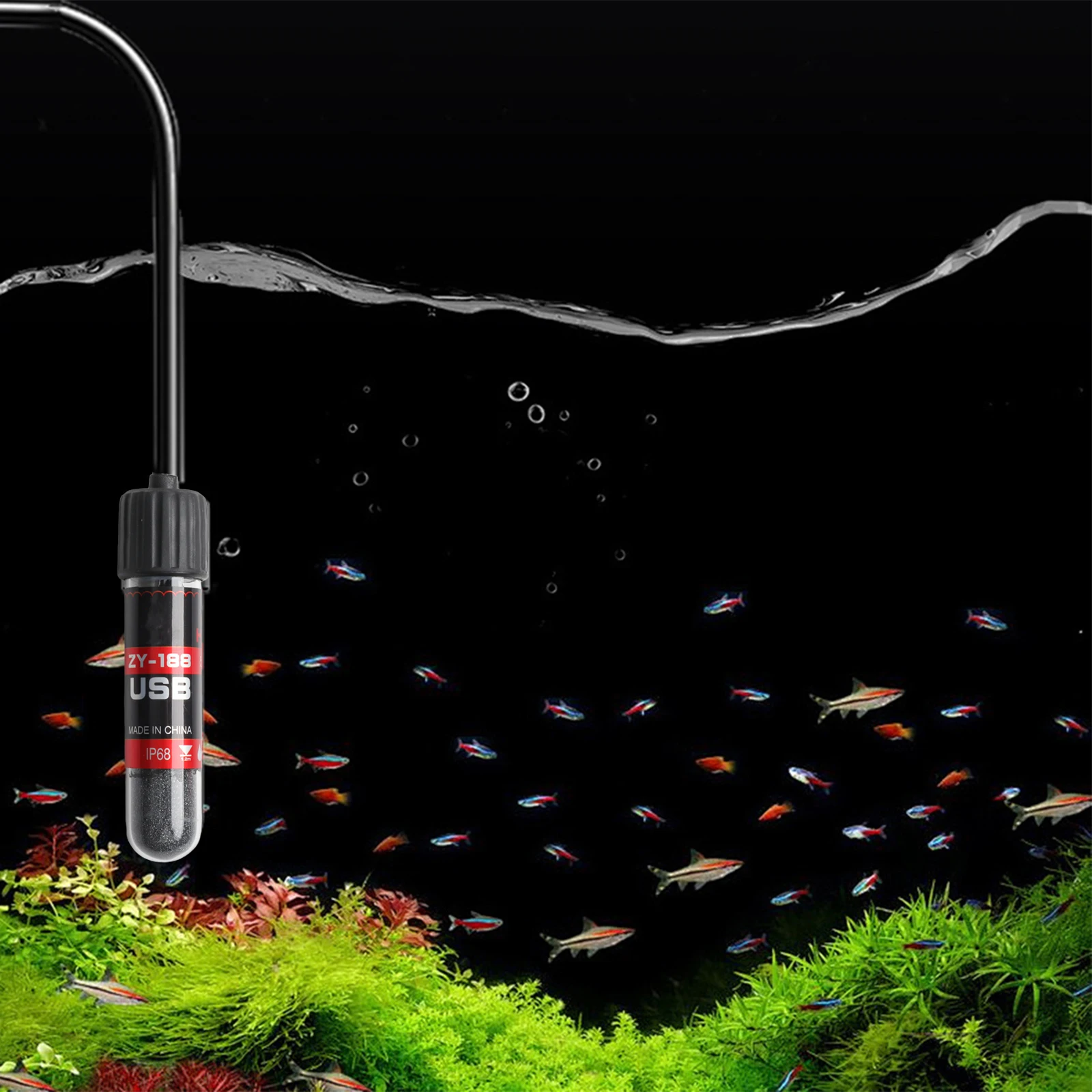 5/10/15W Plastic Fish Tank Heating Rod USB Heating Quick Heating Level Indicator Automatic Temperature Control For Fish Tank