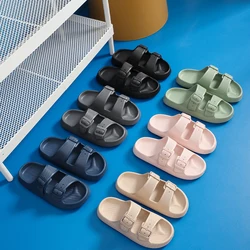 2023 New Adjustable Slippers Thick Sole Slippers Double Buckle Home Bathroom Anti Slip Cloud Slippers Women Outdoor Beach Slides