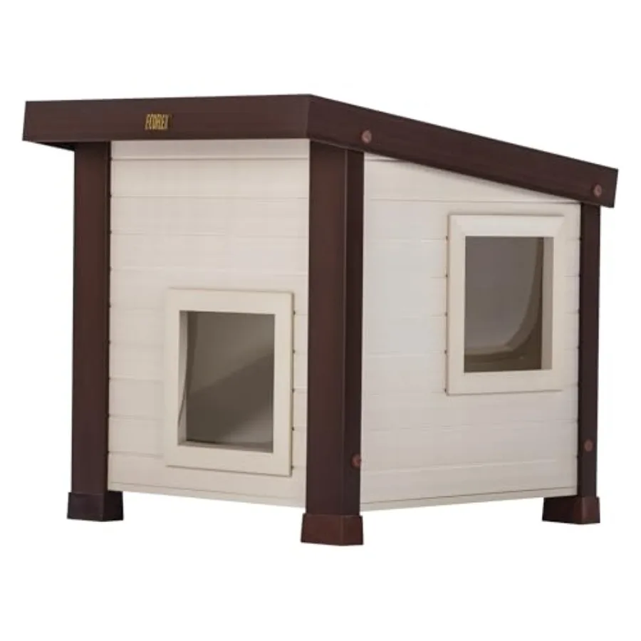 

Уличный домик для кошек ECOFLEX Albany, устойчивый к непогоде, с двумя дверцами, 21 x 20 дюймов, коричневый, с утепленным внутренним пространством, для использования в помещении и на улице