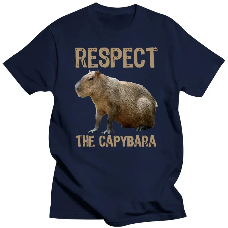 Respect The Capybaras Funny Capibara Photo Classic Cotton EU Size T Shirt Harajuku Streetwear Men Harajuku Funny Man Clothes