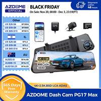 AZDOME 4K+2.5K Rearview Dash Cam PG17 Max 12'' Touch Screen Mirror Dash Cam with ADAS BSD LCA Car DVR Loop Recording 24H Parking