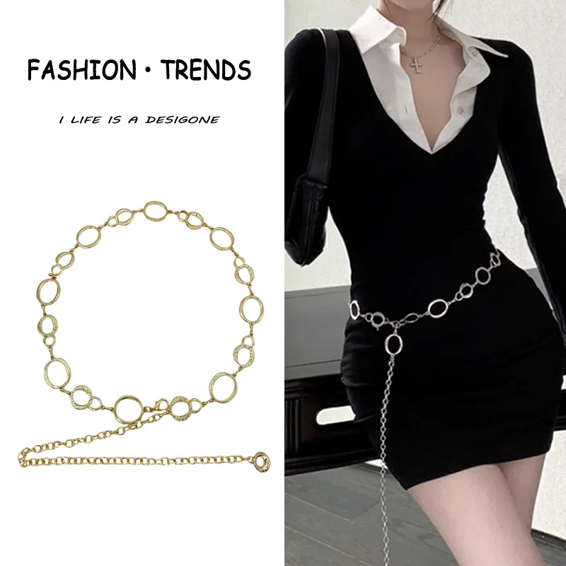 

Metal Belt, Women's Ins Style Decoration with JK Skirt, Suit, Sweater Chain, Waist Chain, Tide Waist Accessories, Thin Belt.