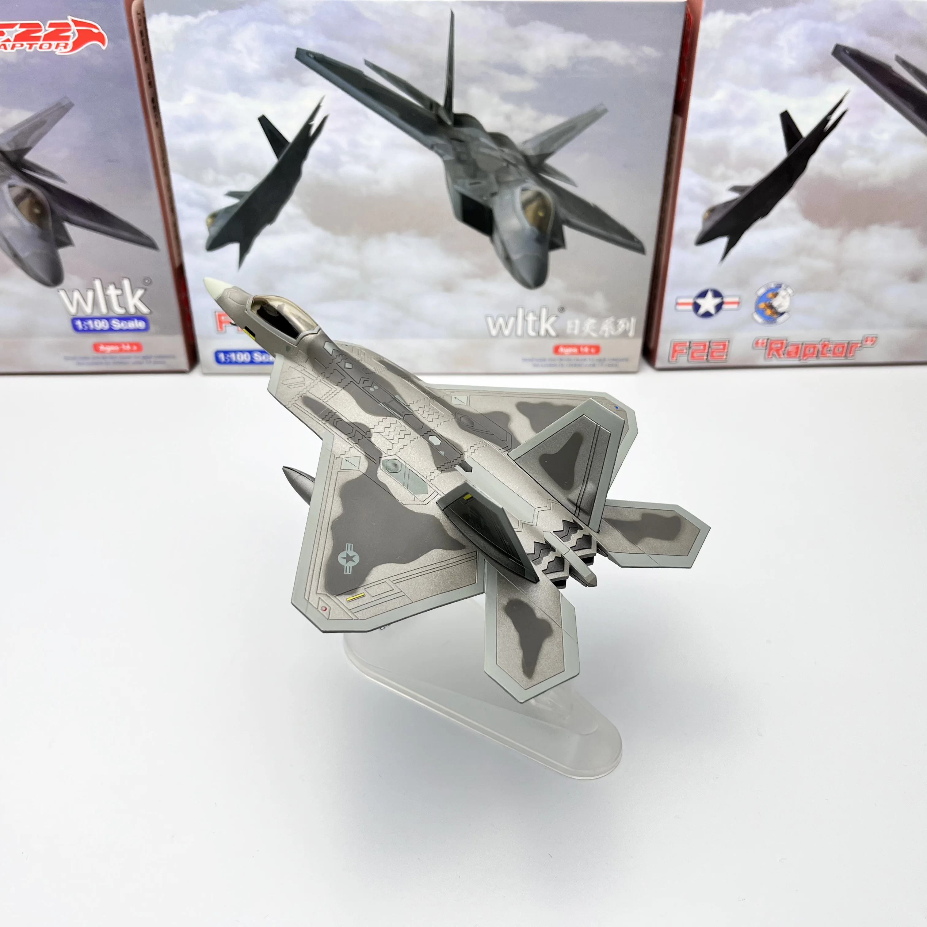 F-22 de combate de aleación a escala 1/100, avión de la Fuerza Aérea de los Estados Unidos F22, modelo de simulación fundido a presión, regalos para