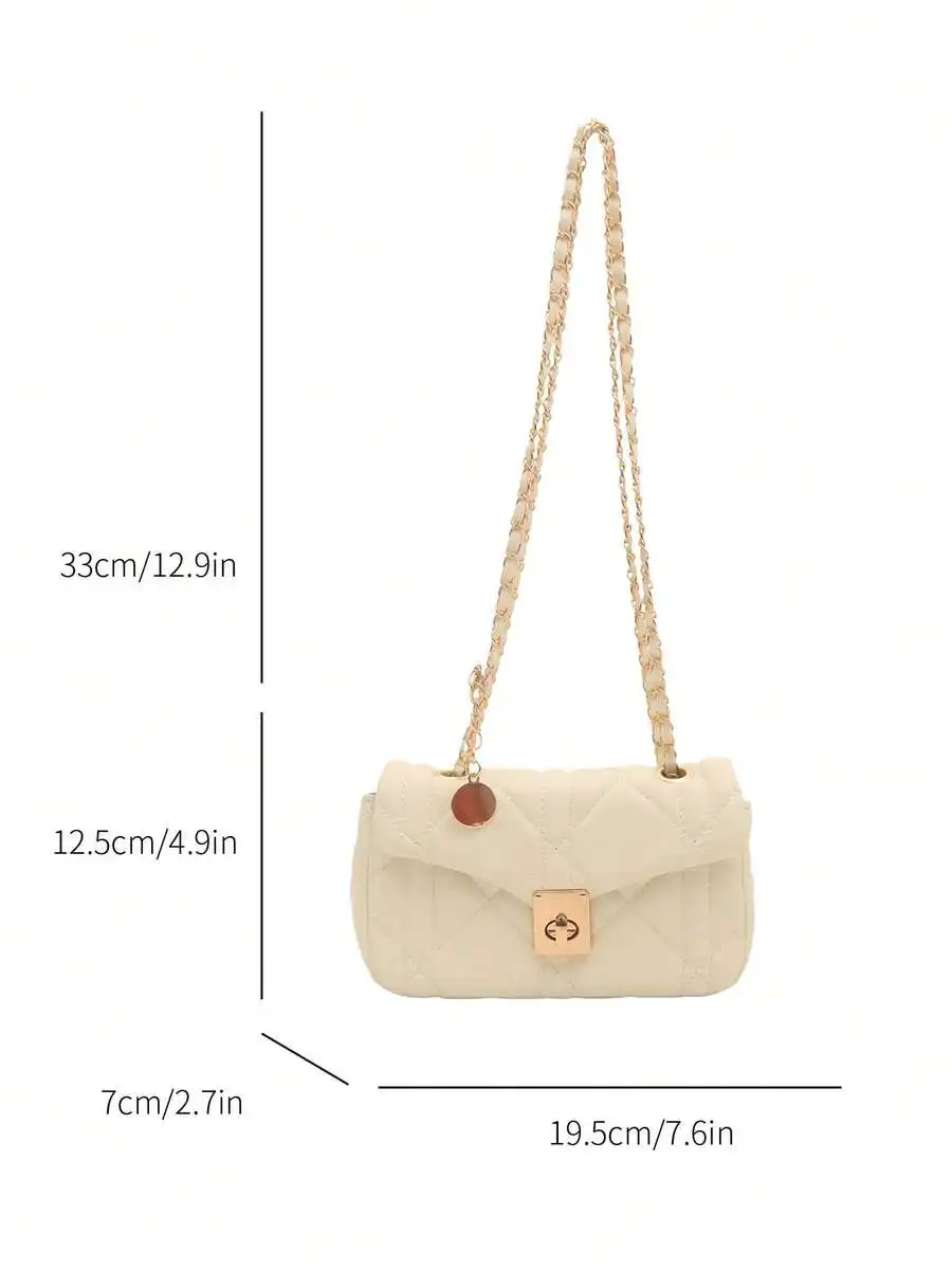 

Solid Color Mini Flip-Top Metal Clasp Elegant Shoulder Bag, Classic Versatile Square Chain Crossbody Bag Suitable For Women,