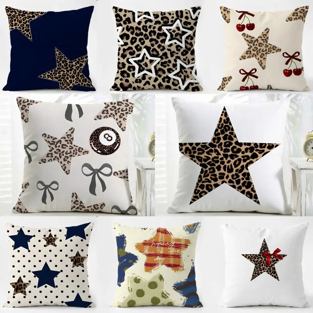 S-Stars plaid leopard print apples Cushion Cover Pillow Case Soft Friendly Fabric & Concealed Zipper