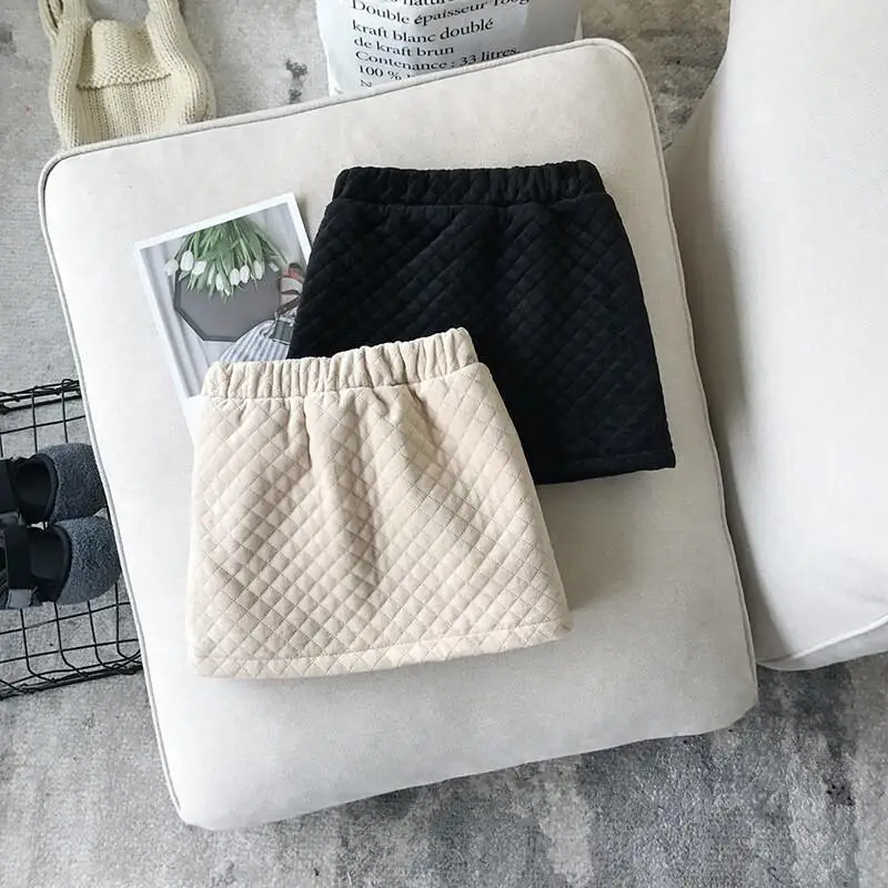 Girl Autumn Winter Skirt Thicken Elastic Waist Skirt Child Versatile Keep Warm Student Kawaii Fashion New Style Casual Clothing