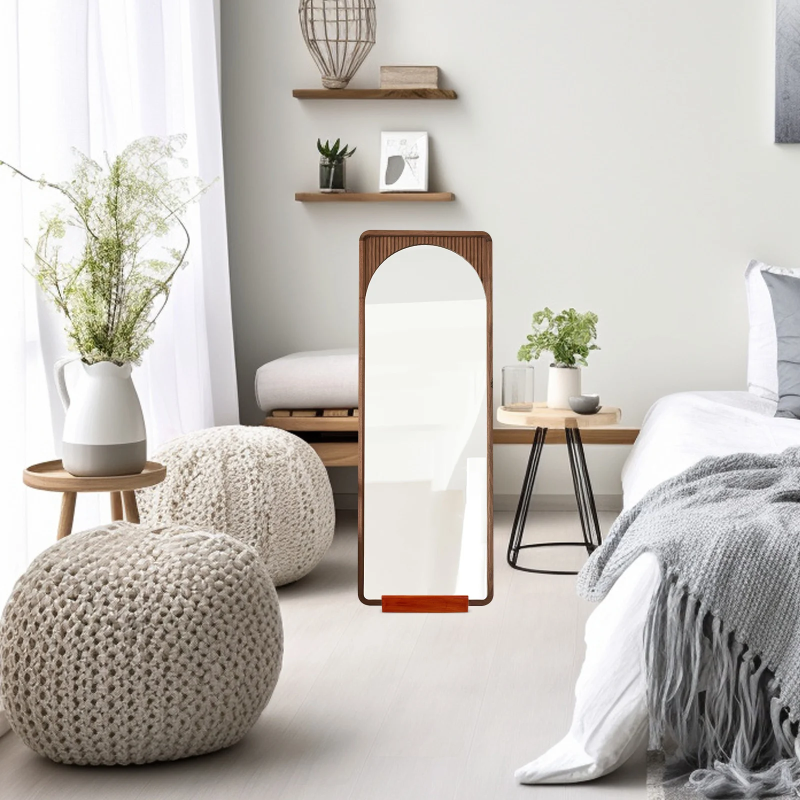 

Anti-Skid Wooden Mirror Base Artistic Display Stand Stable Structure Versatile Design Home Office Restaurant Decor