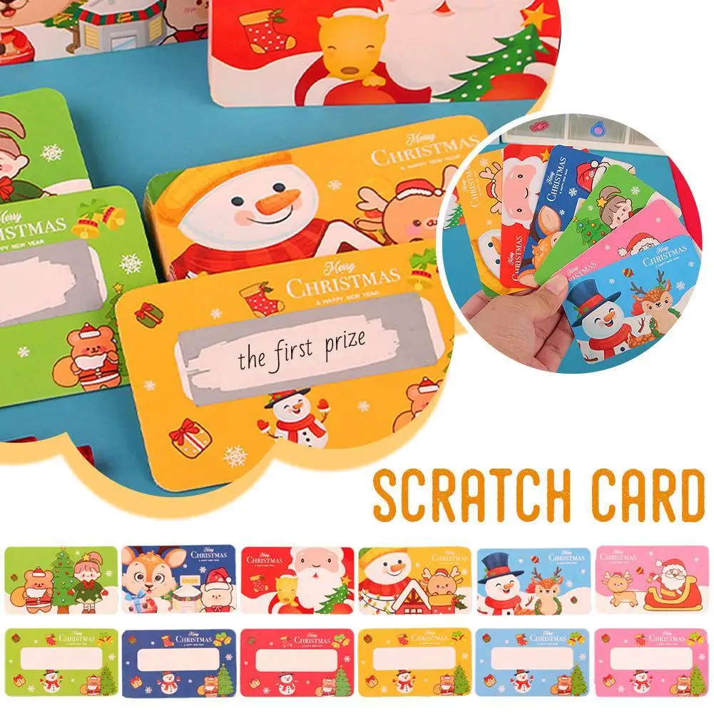 20pcs/set Cartoon Christmas Sticker Scratch Card Reward Card Surprise  Handwriting Interactive Cards Party Truth or Dare Cards