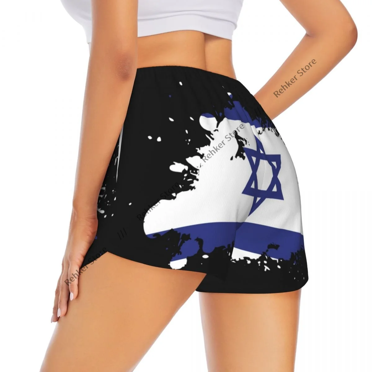 

Женские спортивные шорты в стиле гранж с флагом Израиля для бега, йоги, фитнеса, быстросохнущие тренировки по бадминтону с карманом