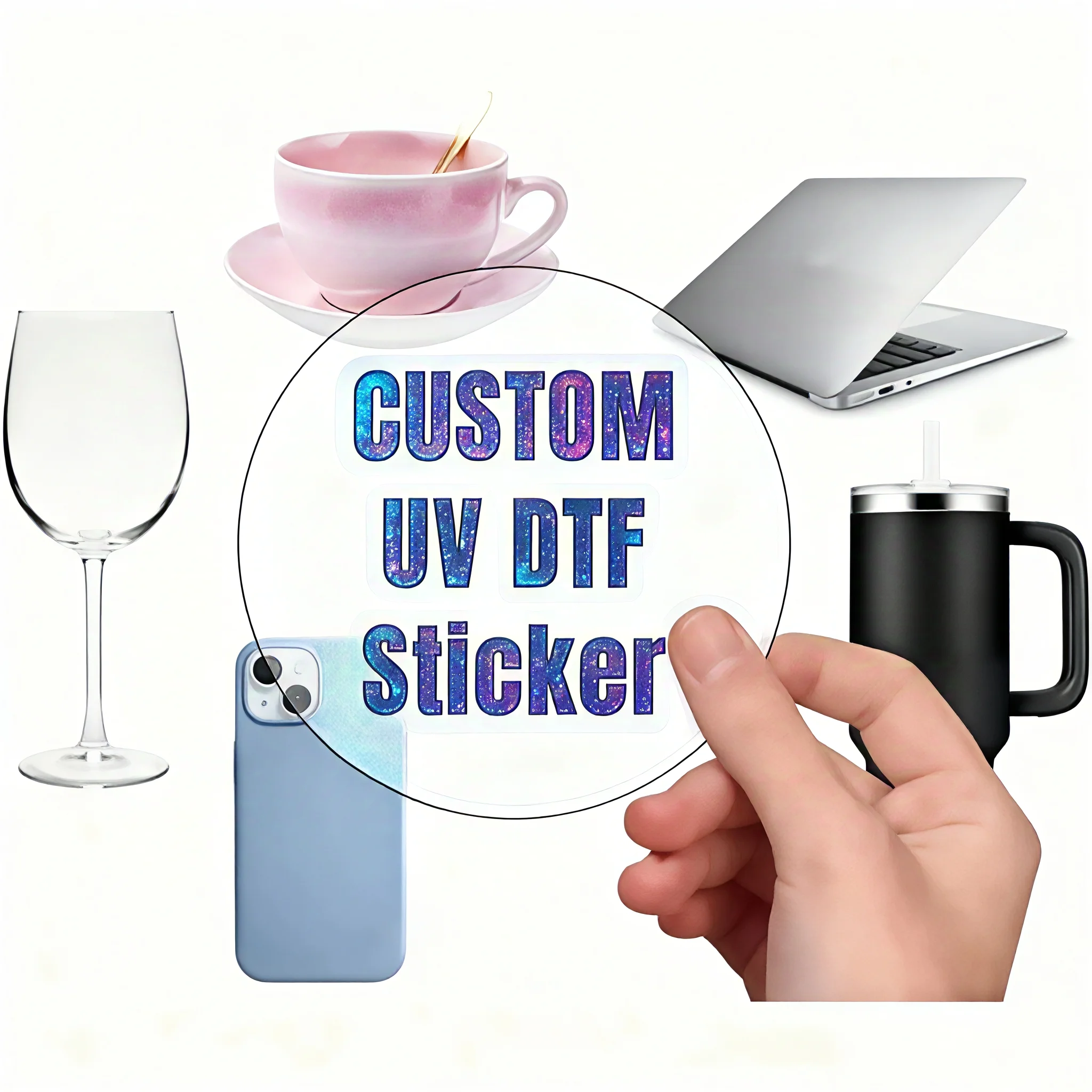 

Индивидуальные наклейки для передачи УФ-излучения DTF, подходят для металла/стекла/автомобиля/чашки, персонализированный логотип, 3D УФ-самоклеящиеся хрустальные наклейки