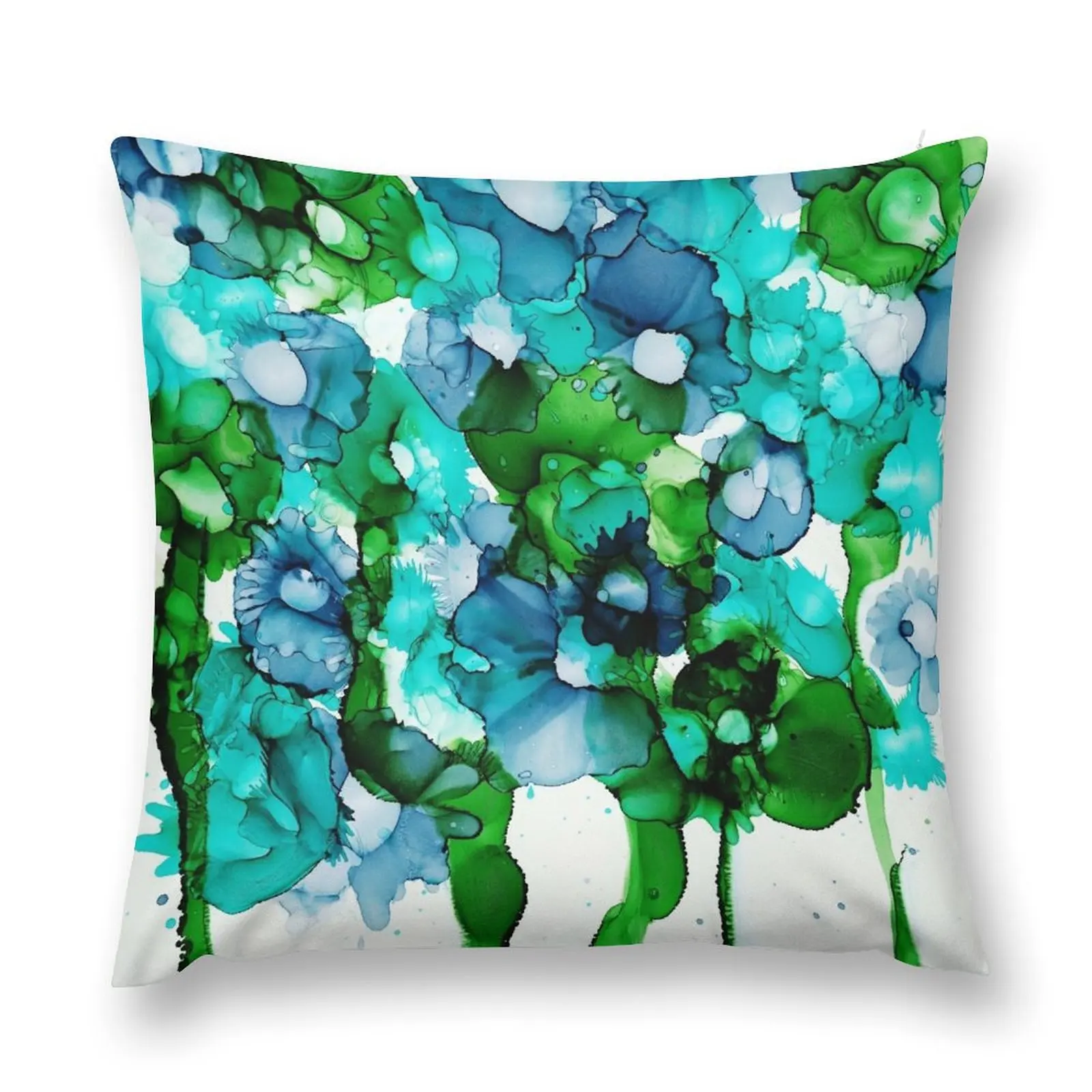 

Alcohol Ink Art - Abstract Denim Blue Bouquet Throw Pillow Sofa Cushions Cover Bed pillowcases Pillowcases pillow