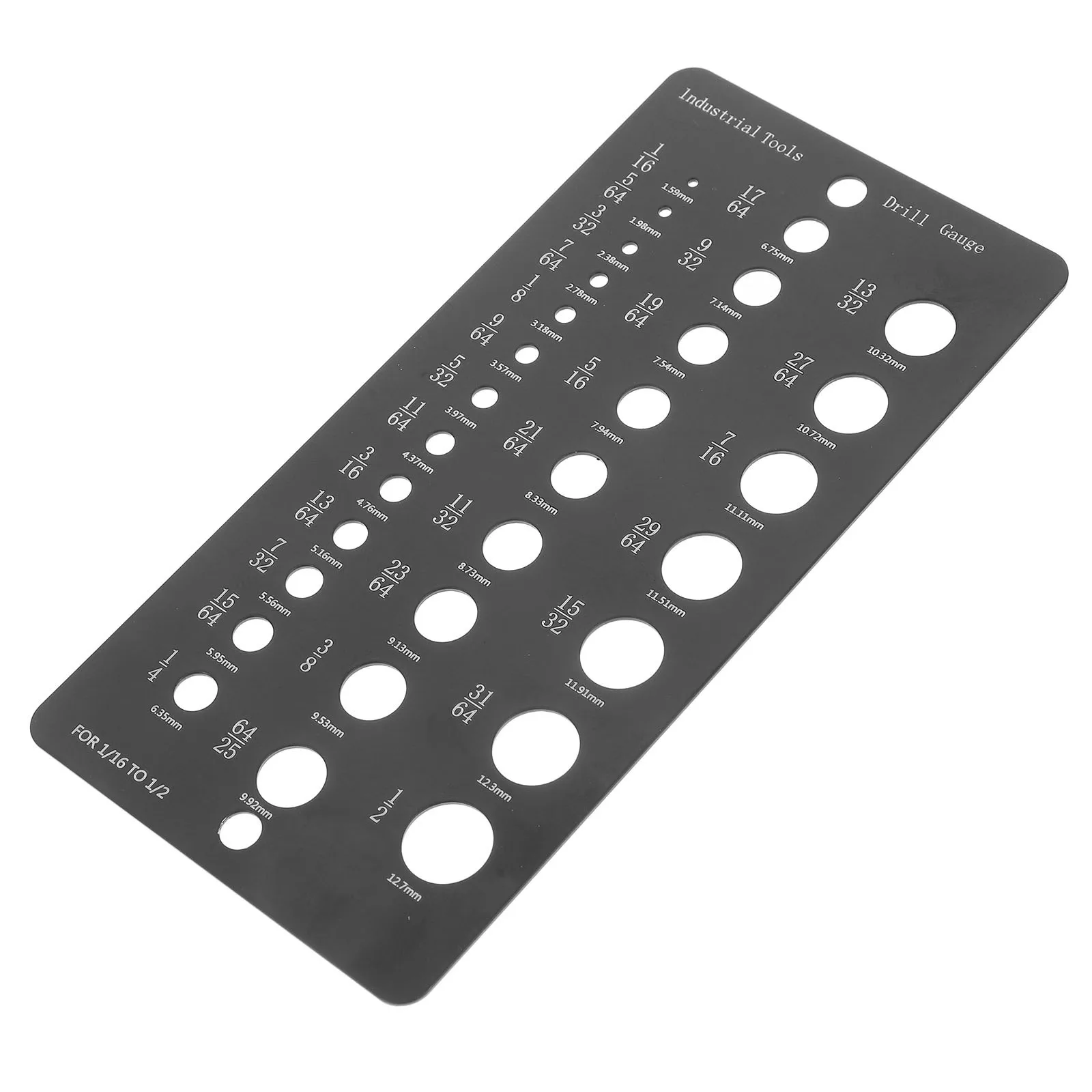 

29-Hole Drill Bit Gauge Aluminum Alloy 1/16 To 1/2 Inch Precision Measuring Tool For Wire Size Metal Thickness Point Gauge