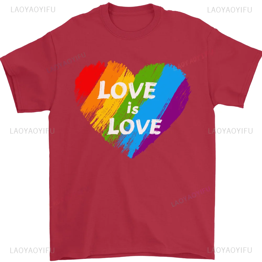 تي شيرت رجالي LGBT Love Is Love Gay Pride Day Awareness 100% قطن برقبة دائرية