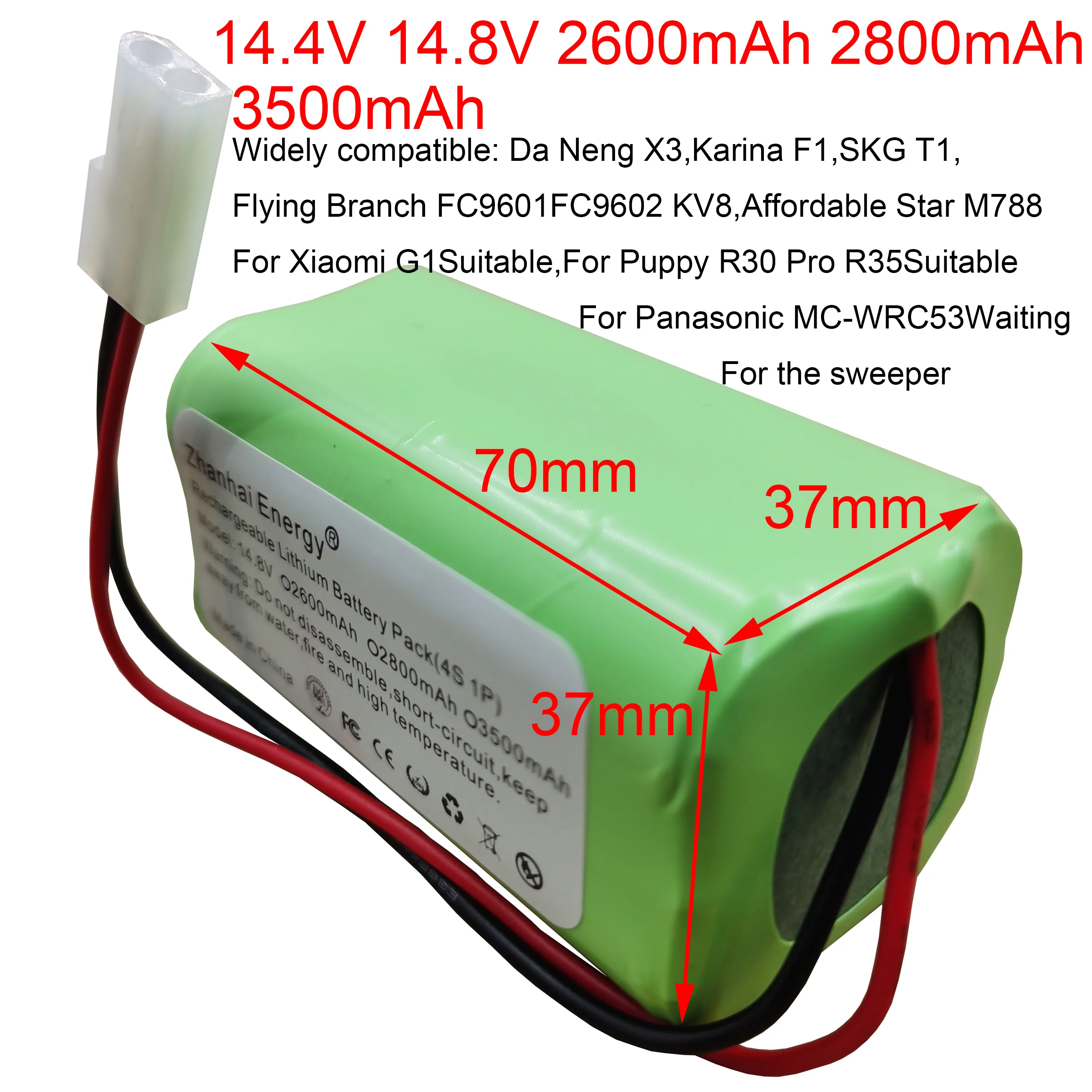 14.4V 14.8V 3500MAh 2800MAh 2600MAh Li-Ion Silinder Baterai Isi Ulang untuk Menyapu Robot Xiaomi G1 Panasonic MC-WRC53