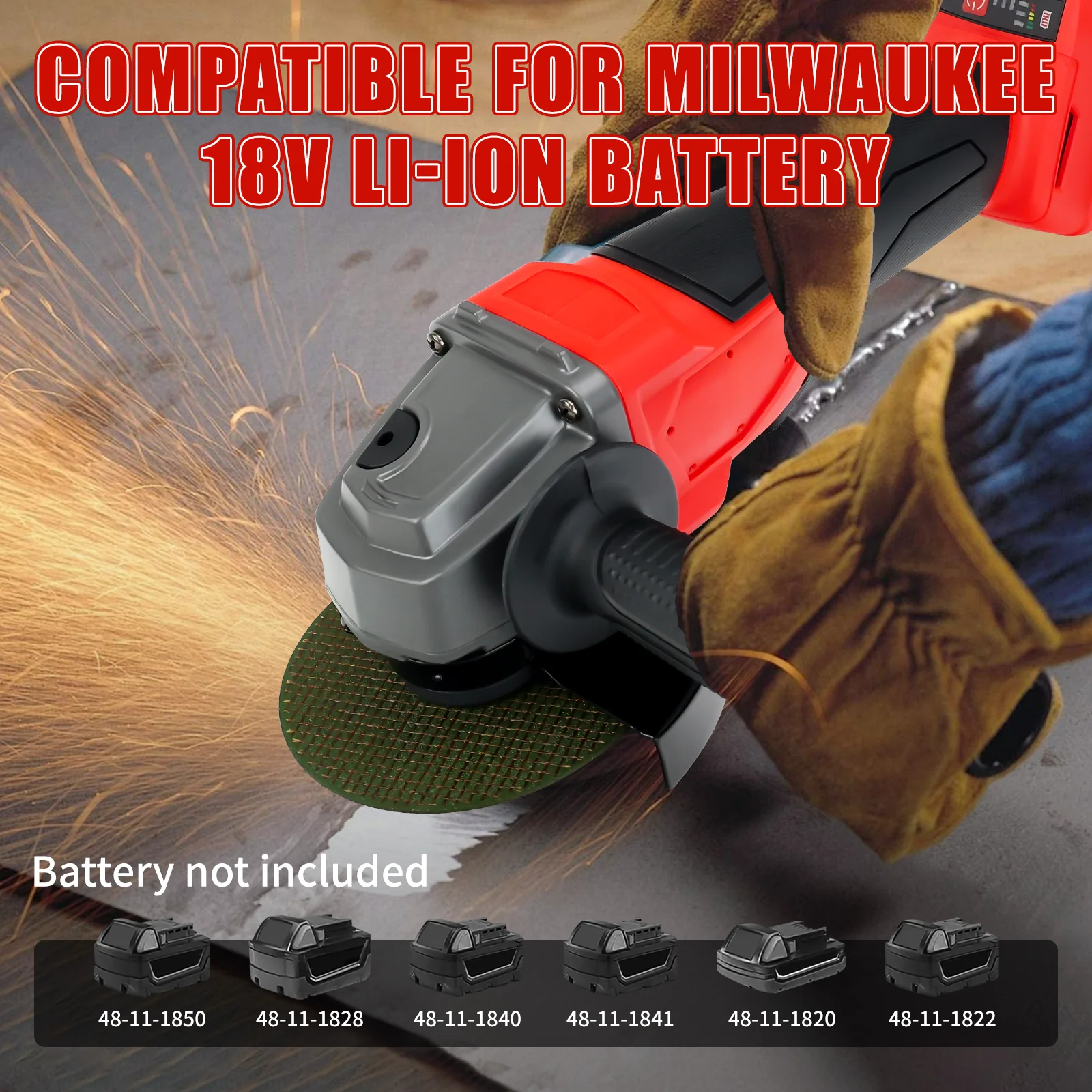 Cordless Angle Grinder para Milwaukee, Brushless Metal Grinder Polimento Máquina de corte, 18V Bateria, 125mm, 7000RPM, sem bateria