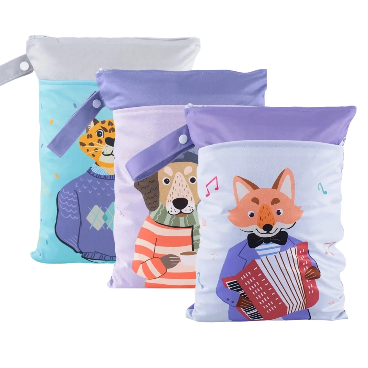 防水ウェットバッグ 赤ちゃんのおむつ、水着、衣類の収納用 ビーチ、プール、ジムでの使用に最適 二つのポケット付き 再生可能素材