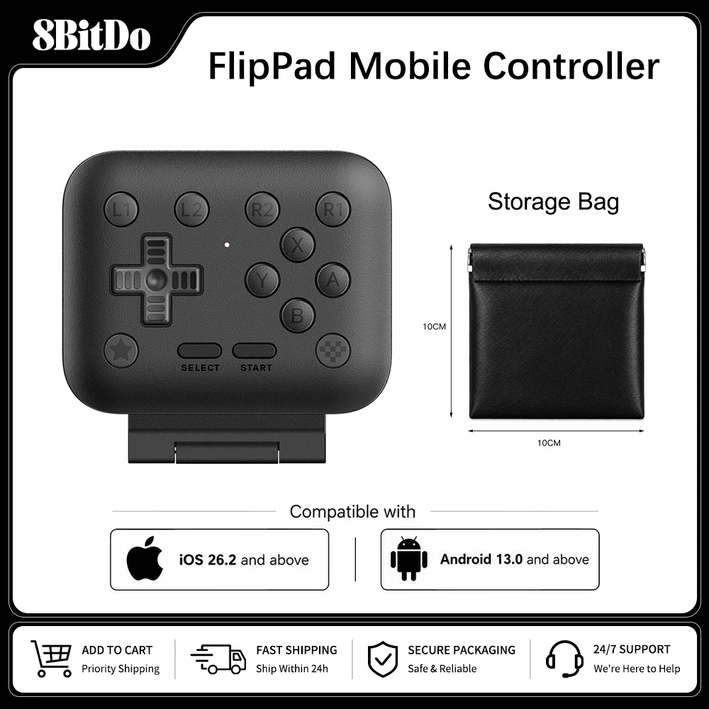 8BitDo FlipPadモバイルゲームコントローラー（iPhoneおよびAndroid対応）、フリップスタイルUSB-Cゲームパッド（縦向きモバイルゲームアクセサリー用）