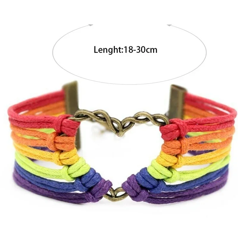 Delysia King Unisex Handmade Love Metal Braided Bracelets Trendy Rainbow Weave Bracelet Charms Designer