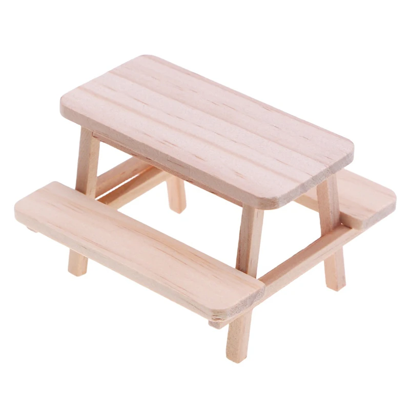 Dollhouse Miniature Simulation Mini Wooden One-piece Table Chair Furniture Model Toys For Doll House Accessories Decoration