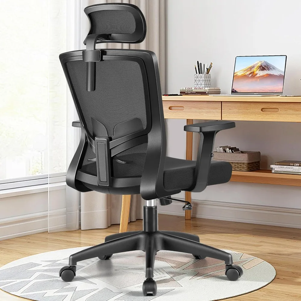 

Ergonomic Desk Chair High Back Computer Chair Swivel Mesh Task Chair with Adjustable Lumbar Support Armrests Headrest Black