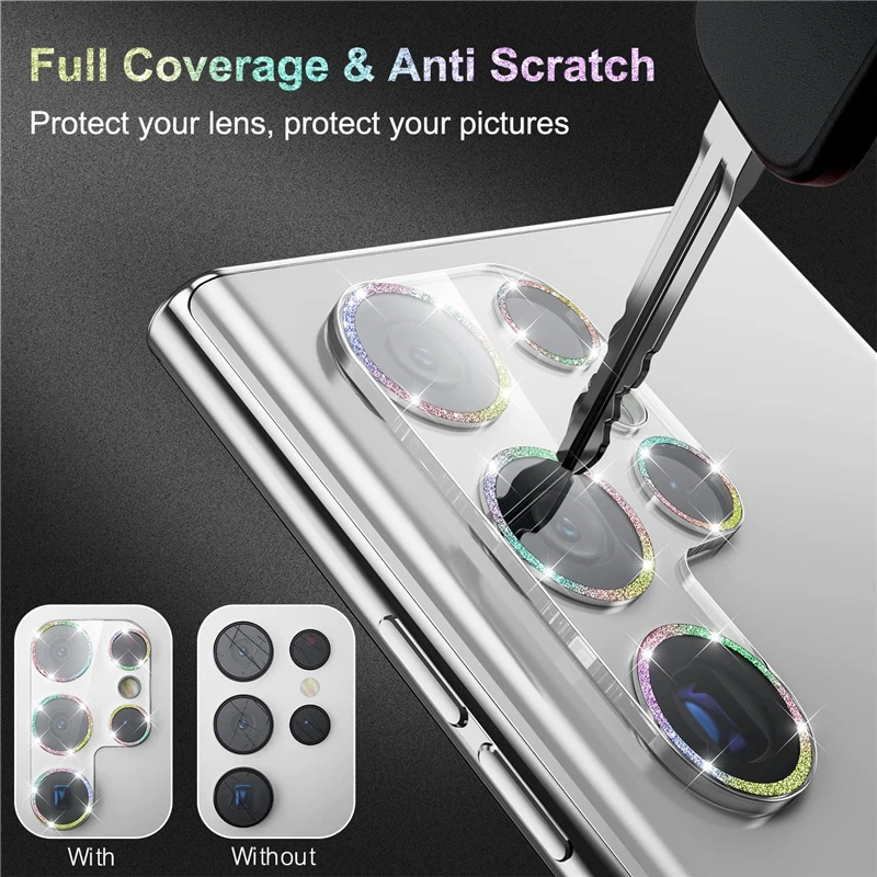 Bling Glitter Diamond Camera Lens Protector for Samsung Galaxy S22 Ultra S23 Plus S23Ultra S23Plus Tempered Glass Full Cover