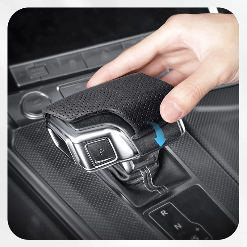 For Audi A4 A5 A6 A7 Q5 Q7 2019 2020 2021-2025 Leather Gear Shift Knob Cover Shifter Handle Protector Trim Interior Accessories