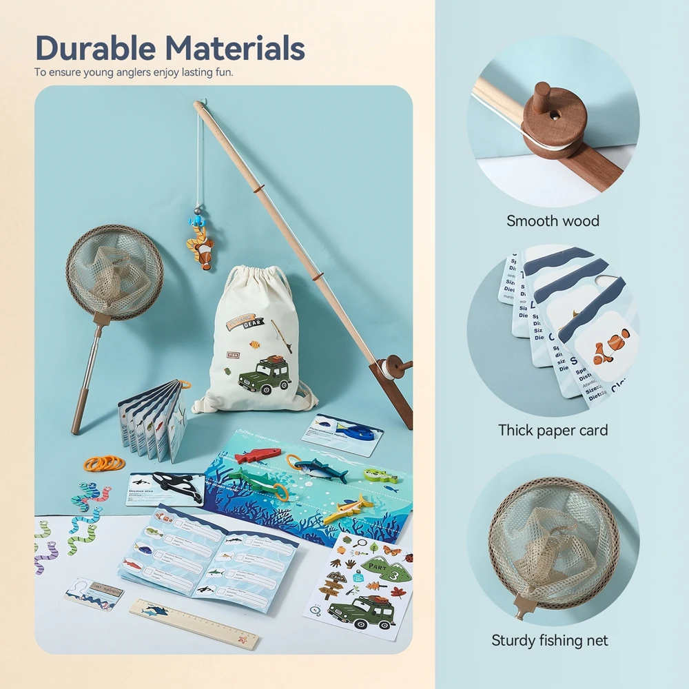 مجموعة ألعاب صيد السمك للأطفال، ألعاب محاكاة لمشهد الصيد للأطفال في الهواء الطلق، مجموعة صنارة الصيد ألعاب تعليمية للأطفال #4
