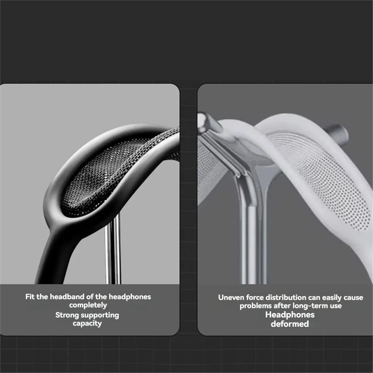 OKgood Aluminum Alloy Head Mounted Headphone Stand Headset Holder Stand Gaming Earphone Stand for Airpods Max Beats Bose