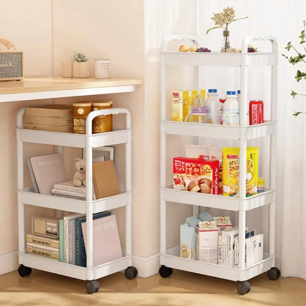 Mobiles Lagerregal, Schlafzimmer-Bodenwagen, tragbares Badezimmerregal, mehrschichtige Snack-Regale für das Wohnzimmer