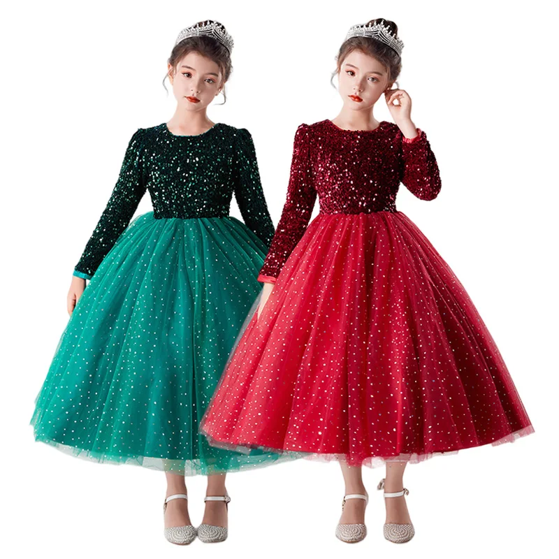 Robe de Princesse en Tulle Vert Sarcelle à Paillettes pour Demoiselle d'Honneur, Tenue de Cérémonies d'Anniversaire et de Mariage, Taille 4-14