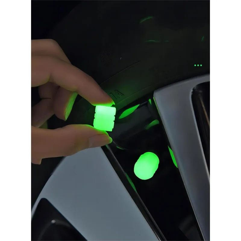 4PcsUniversal Fluorescent Car Tire Valve Caps, Glowing in Dark Wheel Stem Air Caps for Auto Motorcycle Bike view 2