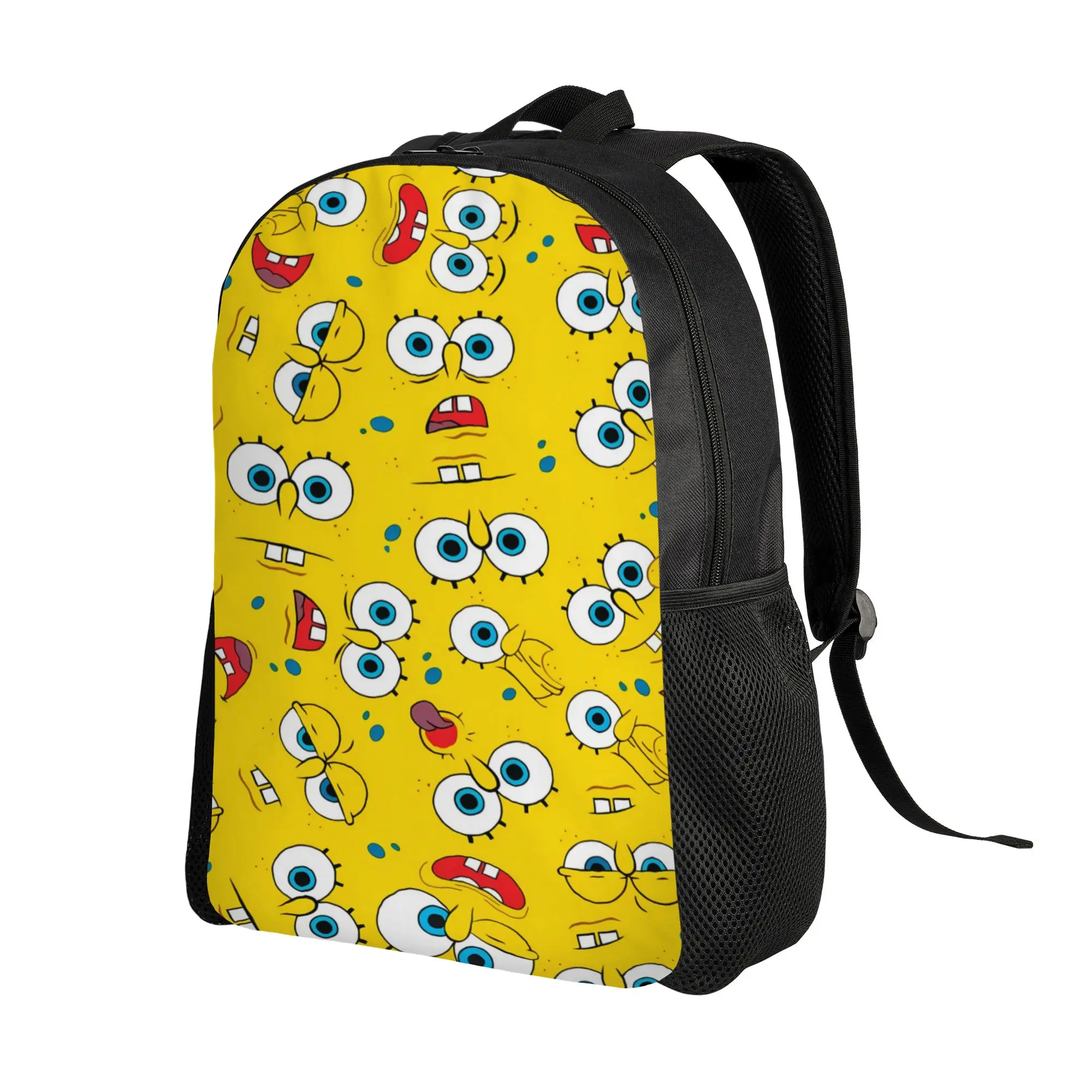 S-SpongeBobed Tiny Yellow Eyes All Over Tile Backpack  Trekking Backpacks Men Designer Big School Bags Novelty Rucksack