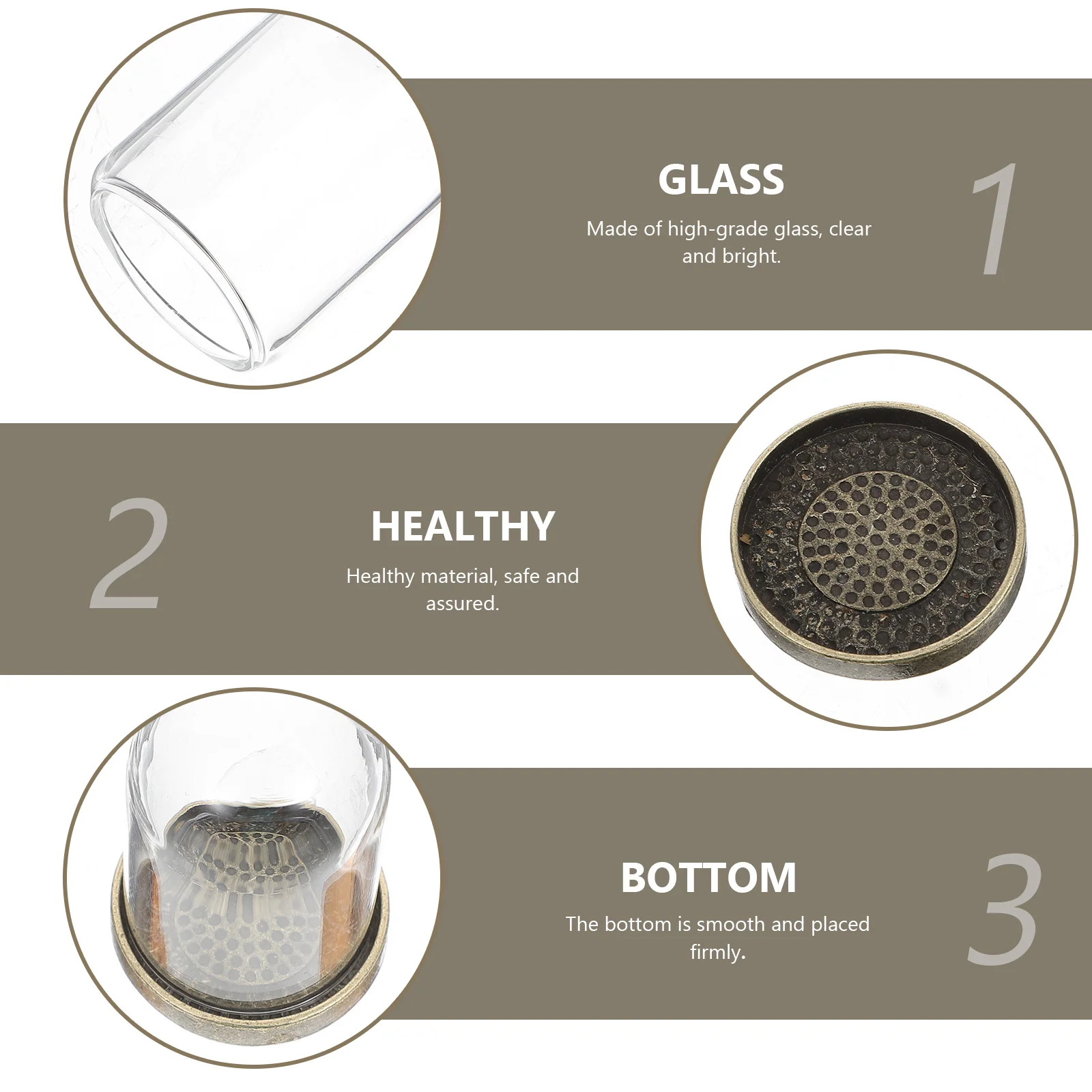 

5Sets DIY Micro Landscape Glass Dome Terrarium Durable Glass Cover Brass Base Decorative Tray Preserved Flower Cover for Home