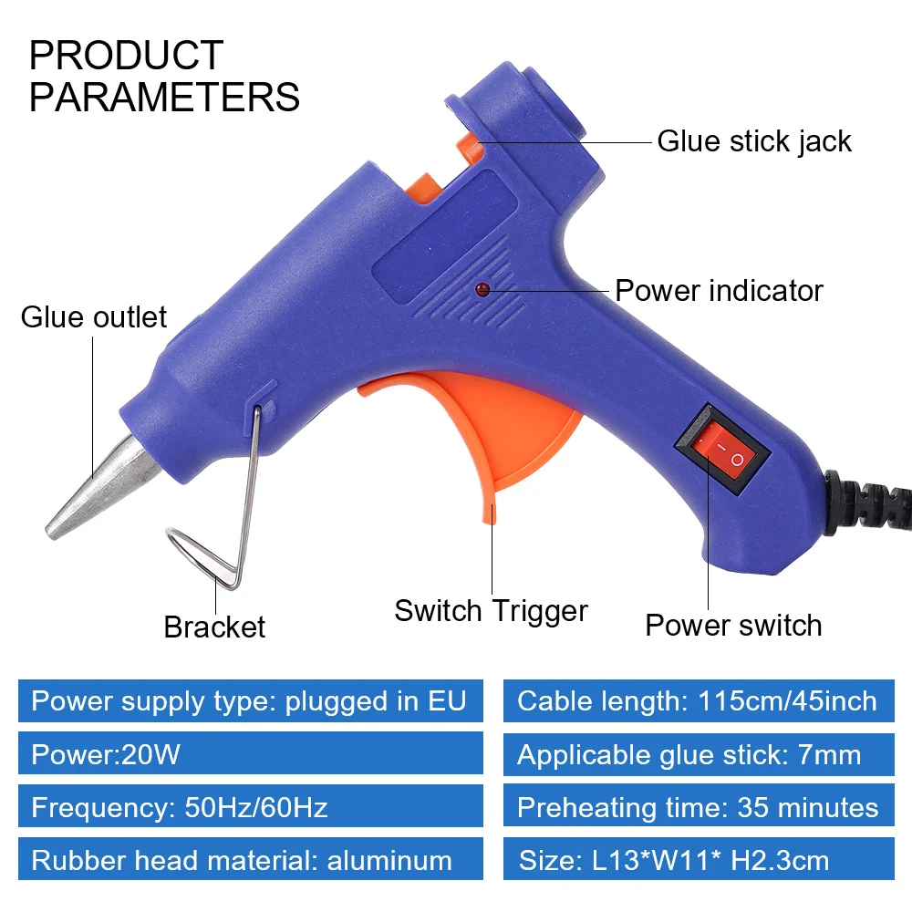 20W Hot Melt Glue Gun Mini Household Industrial Heat Temperature Thermo Guns DIY Electric Repair Tool For 7mm Glue Sticks