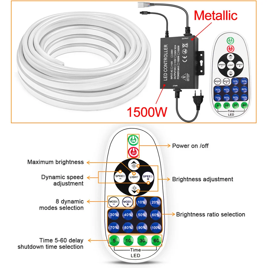 Tuya WiFi LED Neon Streifen 2835 Flexible Band FÜHRTE Streifen Lichter 220V EU Wasserdicht Flexible Band Band Bluetooth App fernbedienung