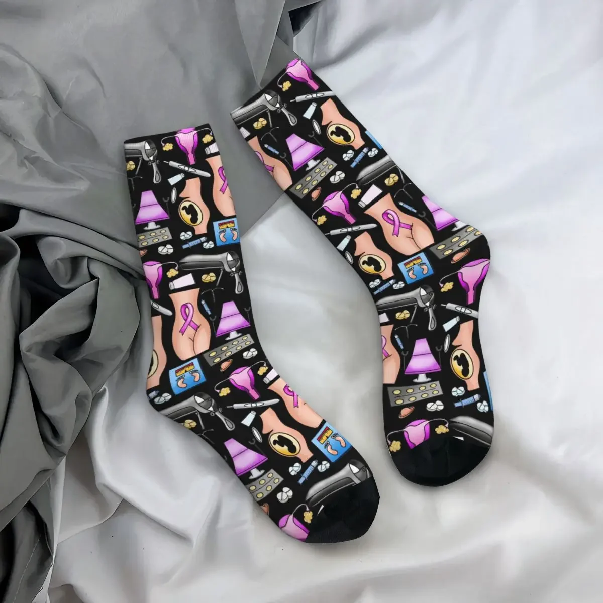 Chaussettes de gynécologie Harajuku pour hommes et femmes, bas de haute qualité, chaussettes longues toutes saisons, accessoires pour cadeaux