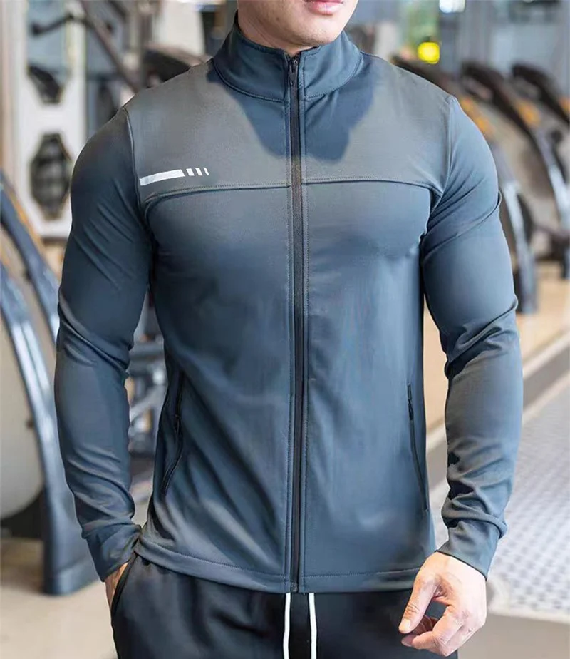 

Весенне-осенние мужские топы для фитнеса, высококачественная повседневная спортивная куртка, тренировочная толстовка, кардиган на молнии, мужское пальто, куртка с длинными рукавами
