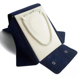 New Necklace storage Bag Velcro Double Side Brushed Velvet Inside Beige Two-Tone Pearl Necklace Storage Bag