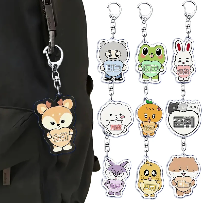 Fashion Kpop Cartoon Keyring for Accessories Bag Key Car Bike Door Key Chain Ring Jewelry Fans MINGYU THE8 SEUNGKWAN Funny Gifts