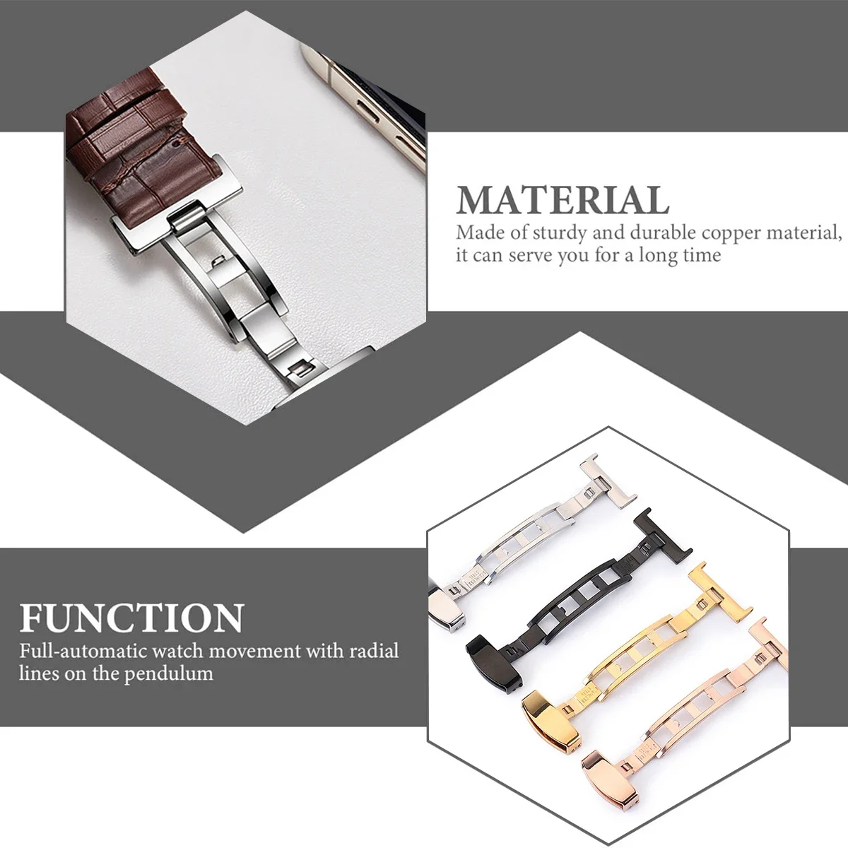 12mm 14mm 16mm 18mm aço inoxidável sólido duplo botão dobrável relógio fivela borboleta implantação fecho pulseira de relógio