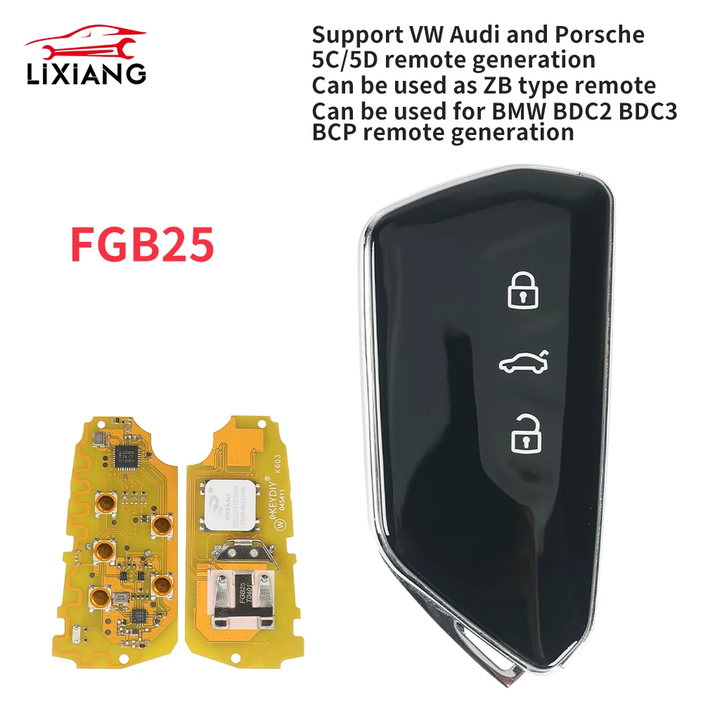Lixiang 5C 5D FGB08 FGB25 KEYDIY Smart Car Key For AUDI VW Porsche 8Y0959754 5HG959753 5D System Vehicles No UWB Function