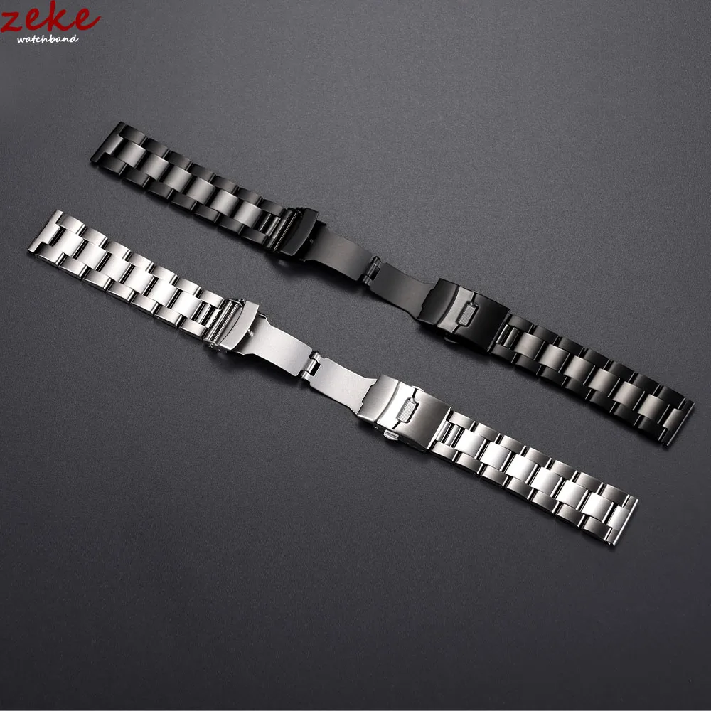 Massives Edelstahlarmband, doppelter Sicherheitsfaltschließe, Uhrenarmband, Tauchmetall-Austernarmband, 20, 22, 24, 26, 28 mm, Uhrenzubehör – Detail 3