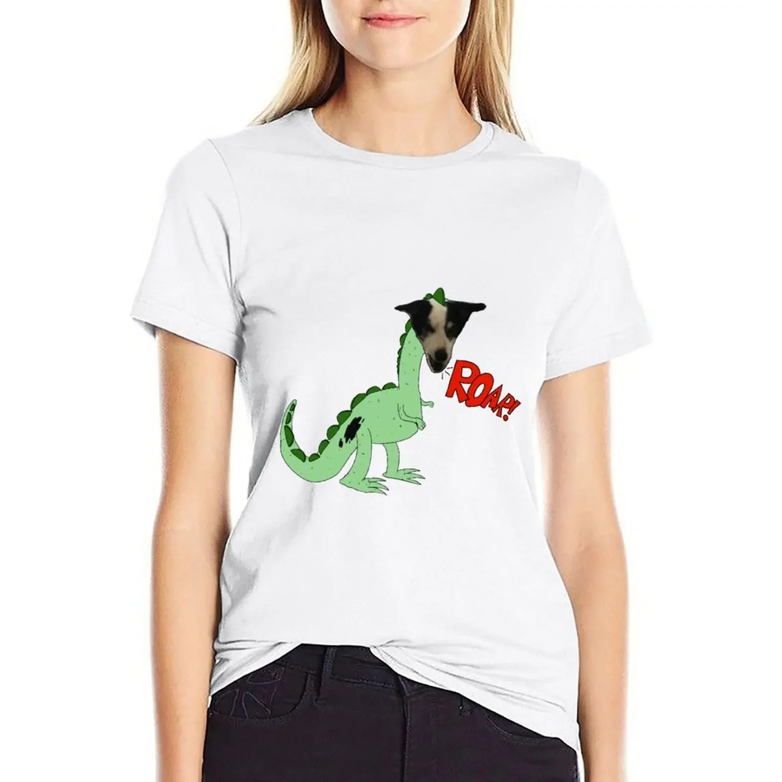 DOGGYSAURUS REX! T-shirt cute clothes Blouse summer top cropped t shirts for Women