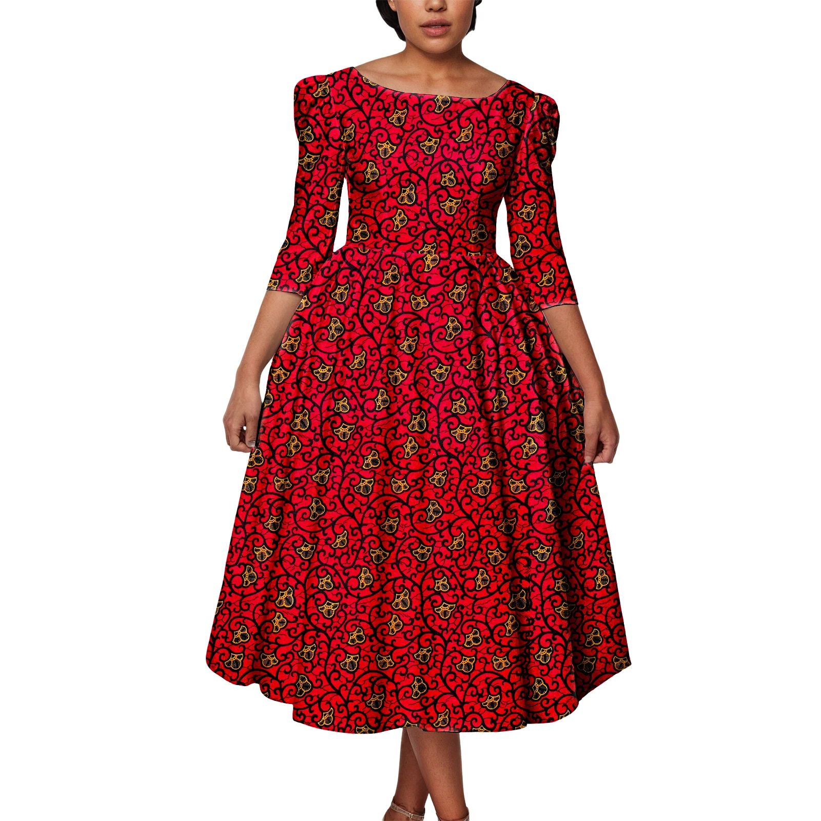 

African Attire for Women Dashiki Dress Kente Wax Print Clothes Ankara Dress for Party Casual