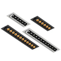 Modern Aluminum Recessed COB Led Grille Lights Dimmable Downlights Adjustable Ceiling Lamp Linear Spotlight Home Store Showroom