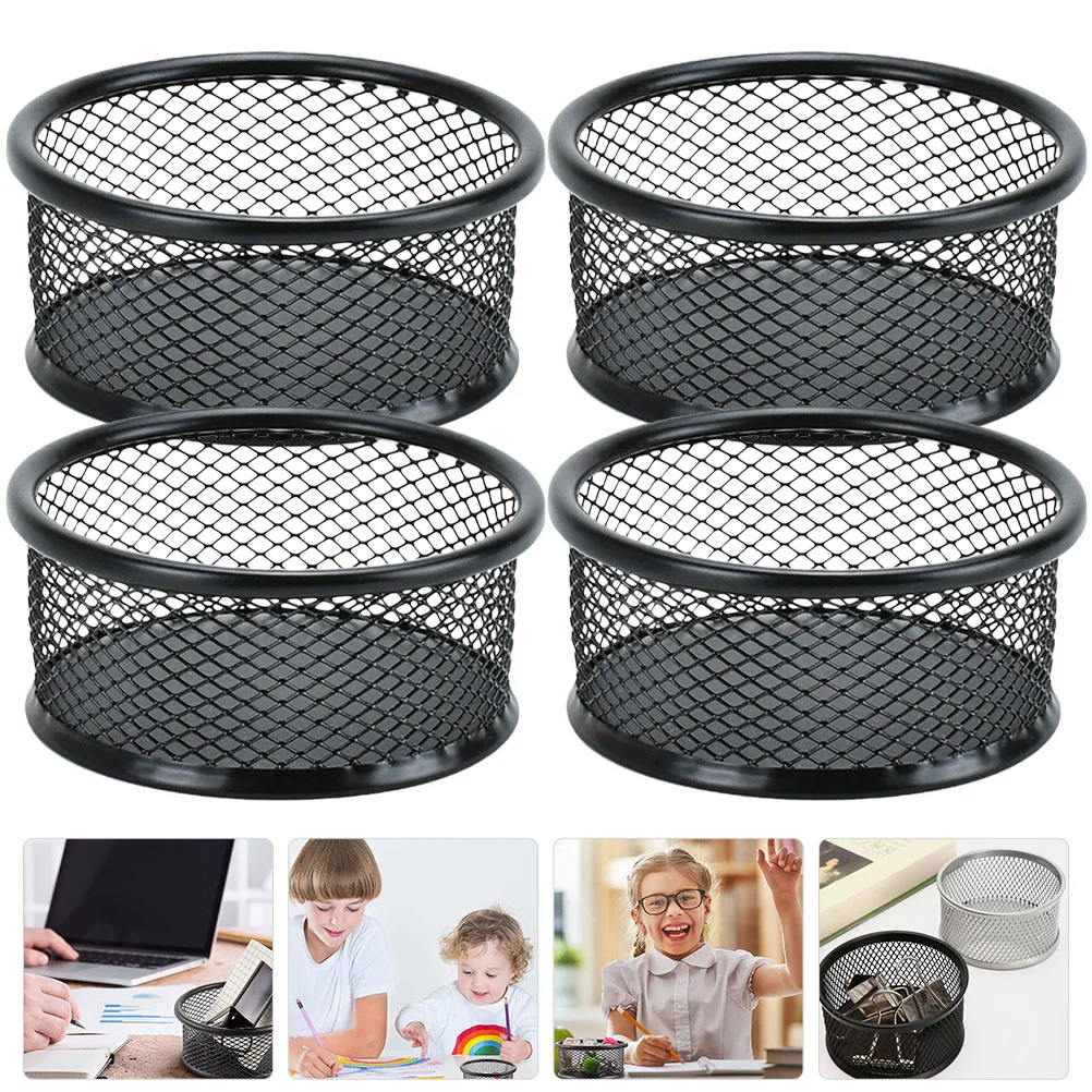 

4 Pcs Paper Clip Storage Bucket Office Desk Holders Supplies Mesh Containers Iron Sundries Organizers for Paperclip Clips