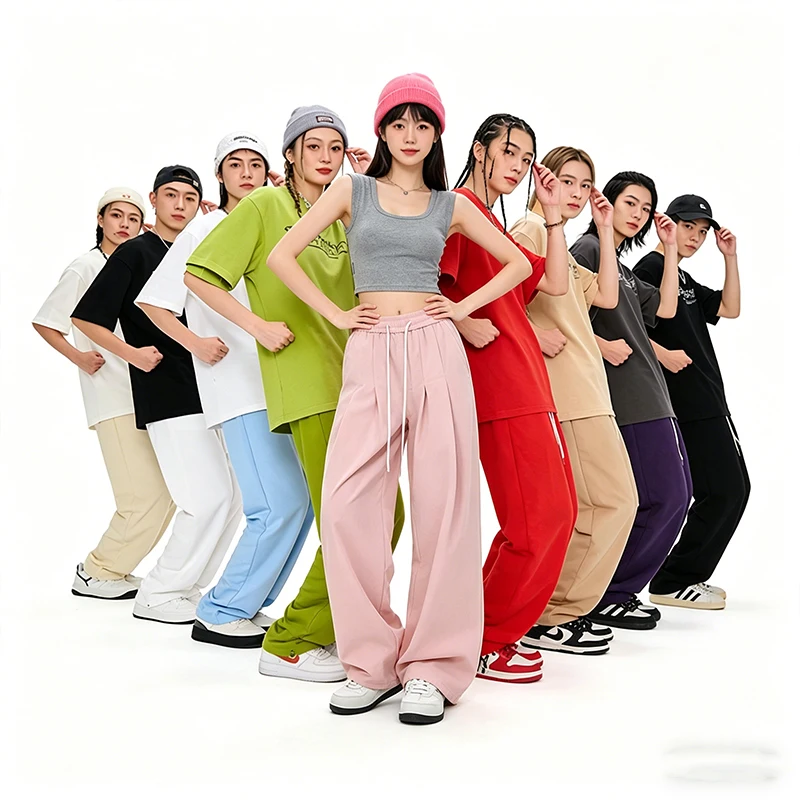 Men's Solid Color Pants Summer Ice Silk Elastic Quick Drying Loose Sports Pants Suitable Couple Casual and Business Wear Cargo