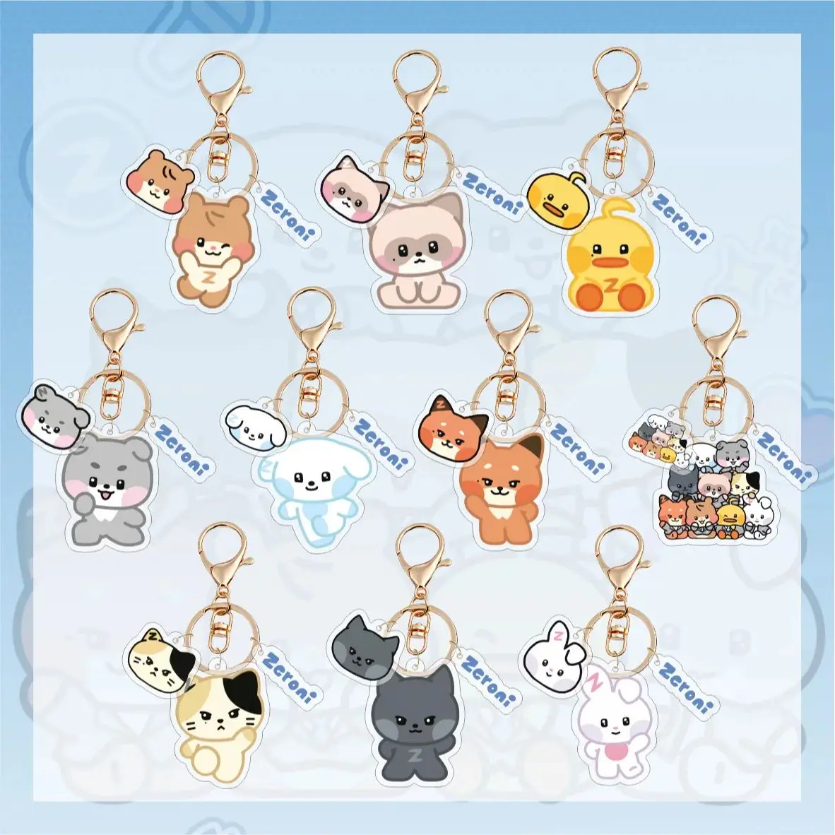 KPOP Zerobaseone Zeroni Cute Cartoon Acrylic Keychains ZB1 Ricky Matthew Hanbin Zhanghao Keying Bag Accessories Fans Collection